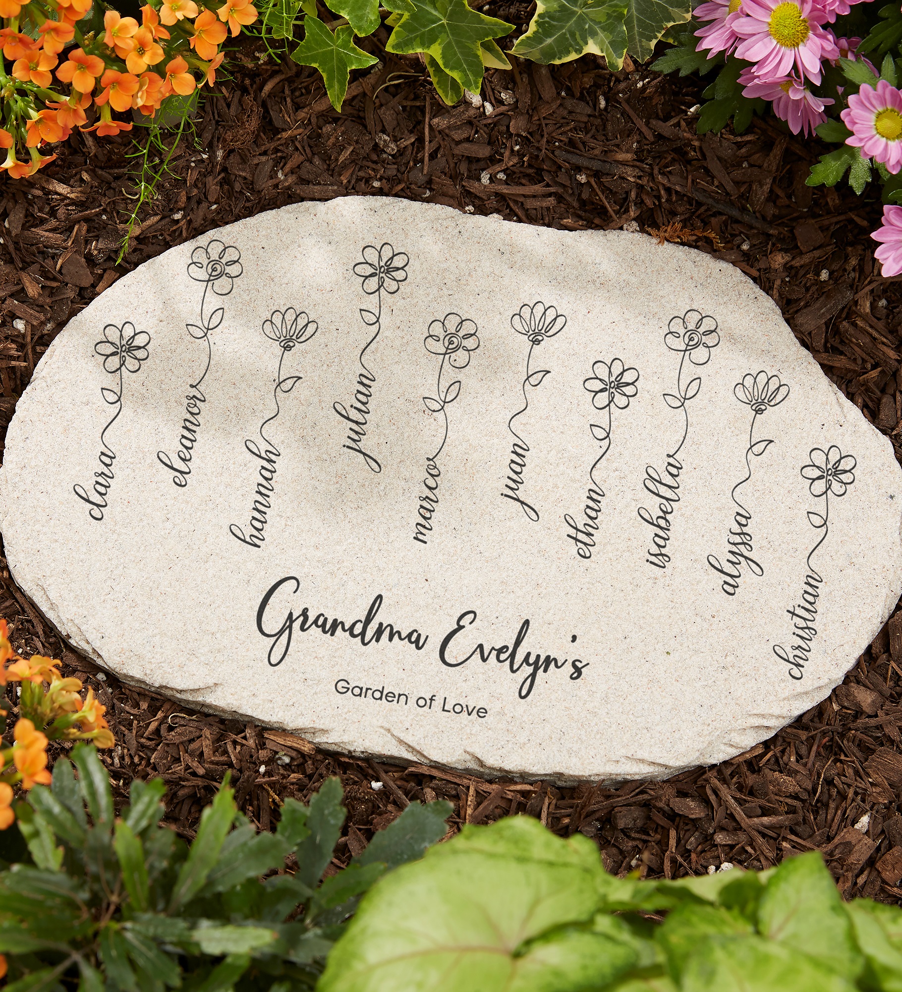 Garden Of Love Personalized Round Garden Stones